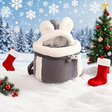 Winter Cat Backpack with Warm Bed
