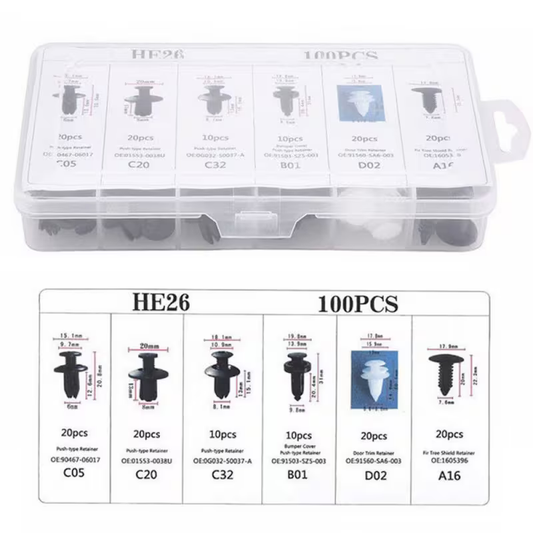 100pcs Car Fastener Clip Set