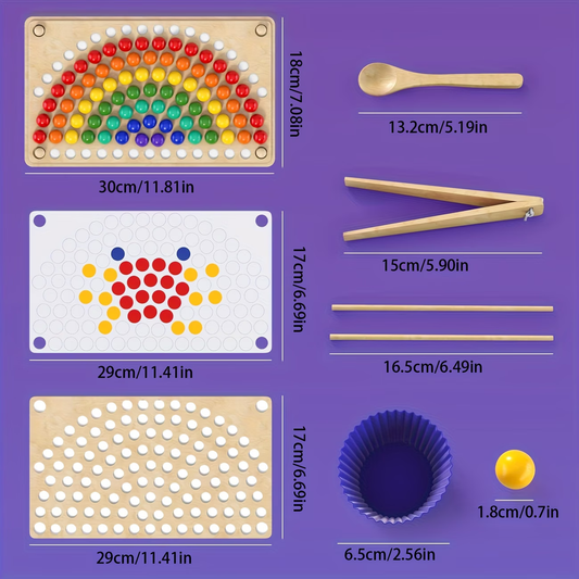 Wooden Rainbow Bead Game