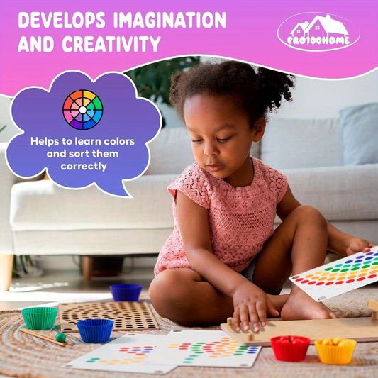 Wooden Rainbow Bead Game