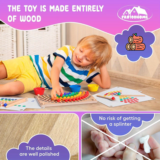 Wooden Rainbow Bead Game
