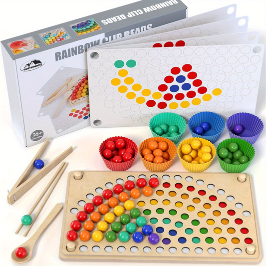 Wooden Rainbow Bead Game