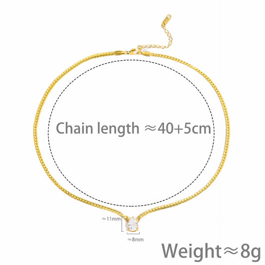 Gold Teardrop Rhinestone Necklace