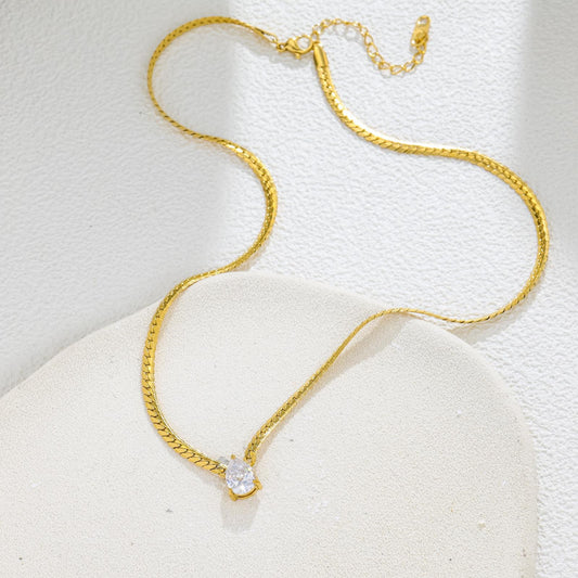 Gold Teardrop Rhinestone Necklace