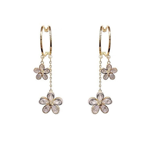 Bling Flower Tassel Earrings