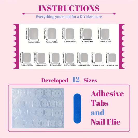 24pcs Short Square French Nails
