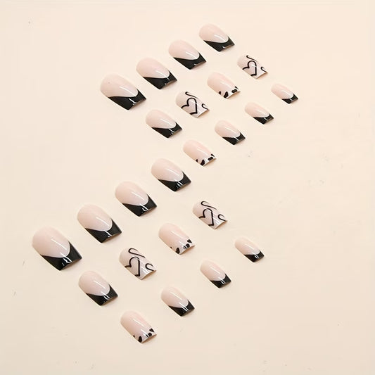 Unique black love square nails