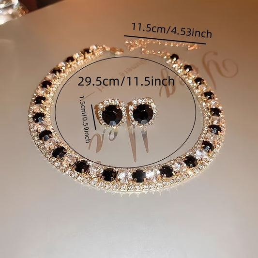 Black Rhinestone Jewelry Set