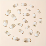 Golden glitter French square nails