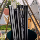 5 Pairs Black Reusable Household Food Tongs