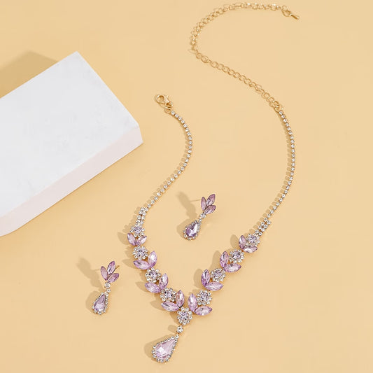 Purple Flower Jewelry Set