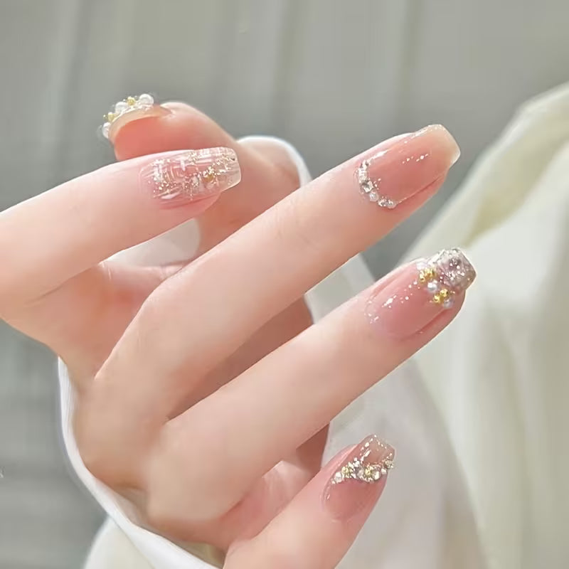 Rhinestone Medium Acrylic Nails
