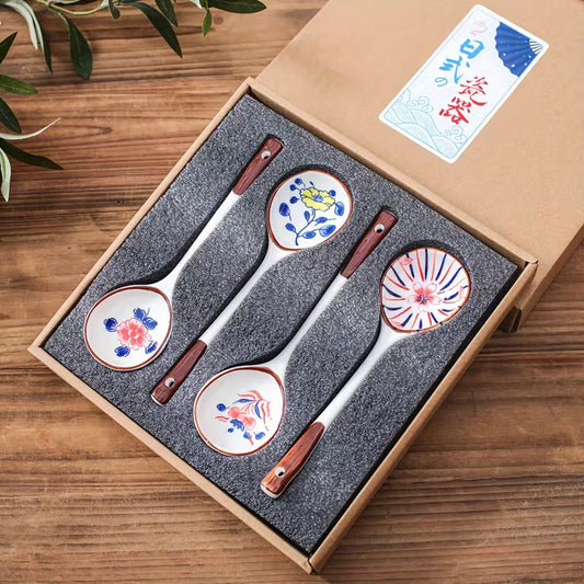 4pcs Creative Ceramic Dessert Spoon