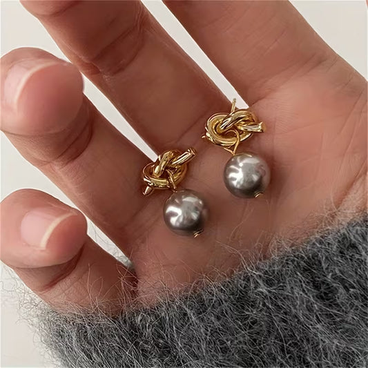 Tahitian Pearl Knot Earrings