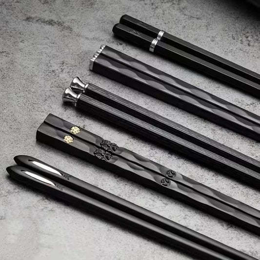 5 Pairs Black Reusable Household Food Tongs