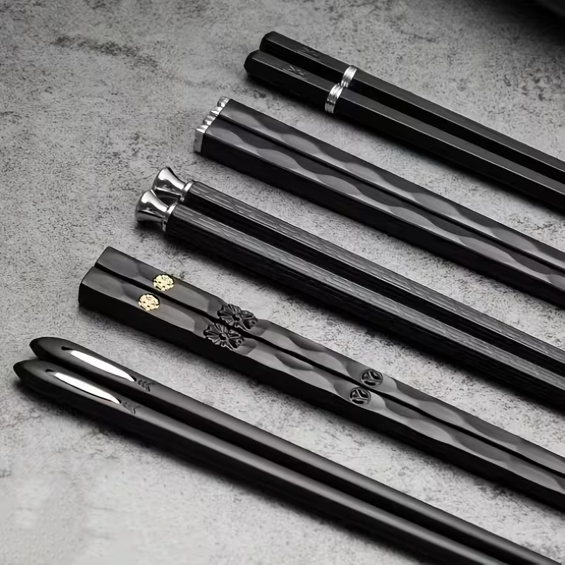 5 Pairs Black Reusable Household Food Tongs