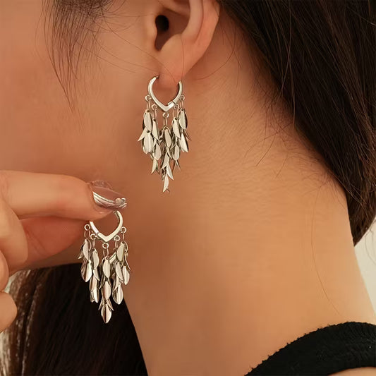 Wheat Tassel Hoop Earrings