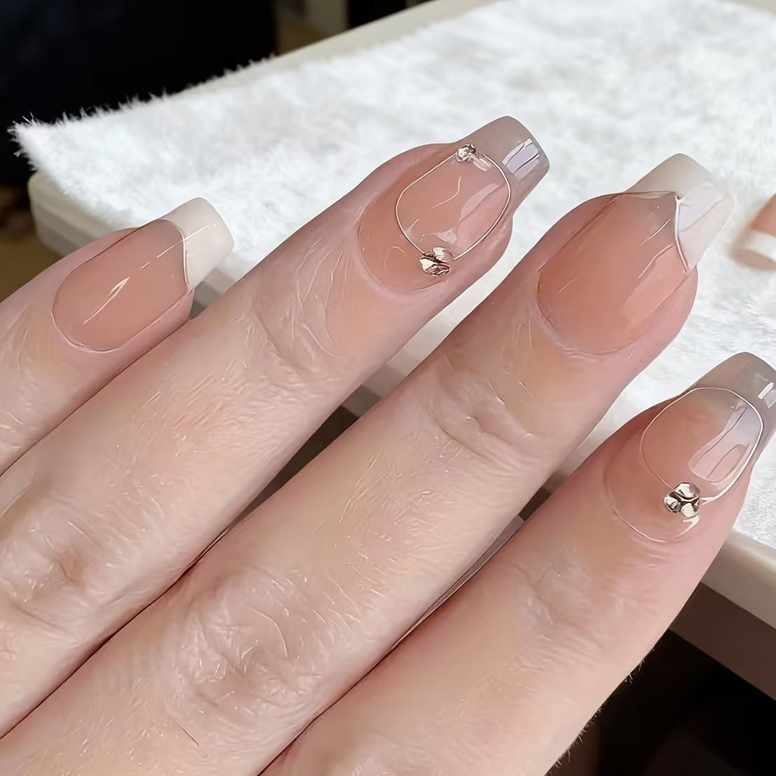 Handmade White French Nail Patch