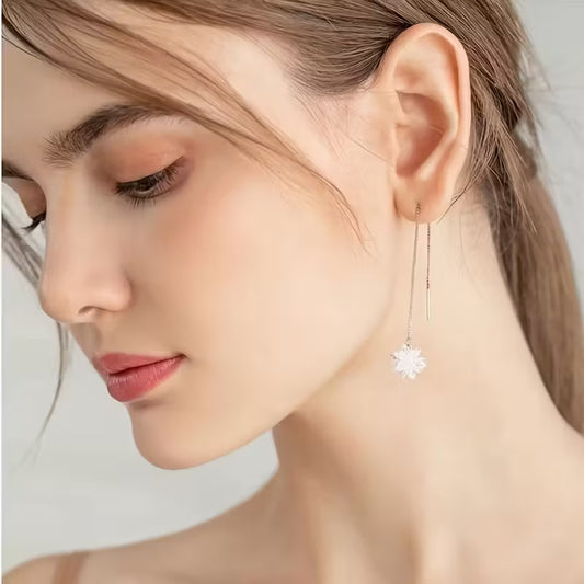 Shimmer Flower Drop Earrings