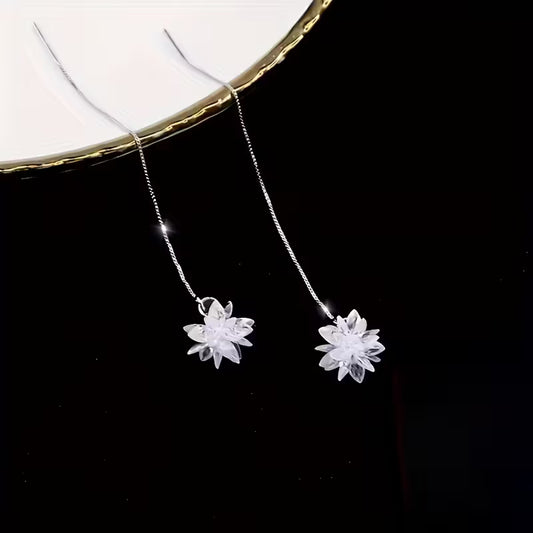 Shimmer Flower Drop Earrings