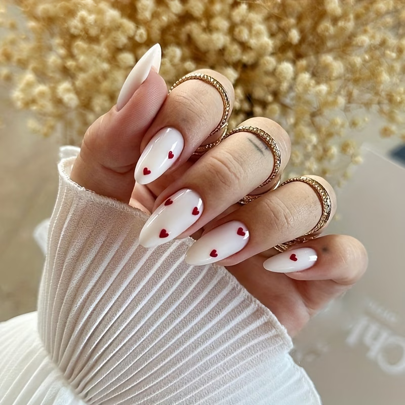 Simple love French almond nails