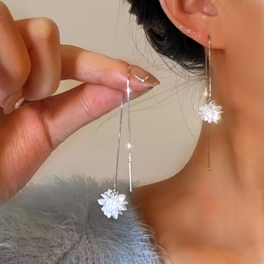 Shimmer Flower Drop Earrings