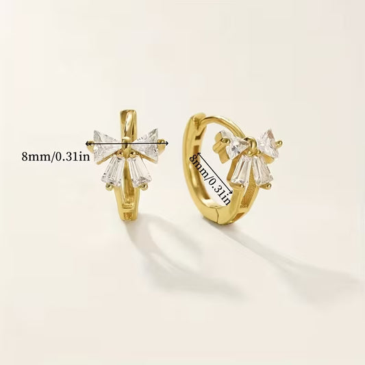 Zirconia Bow Hoop Earrings