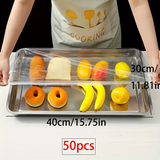 50pcs Transparent Food Service Trays with Lids