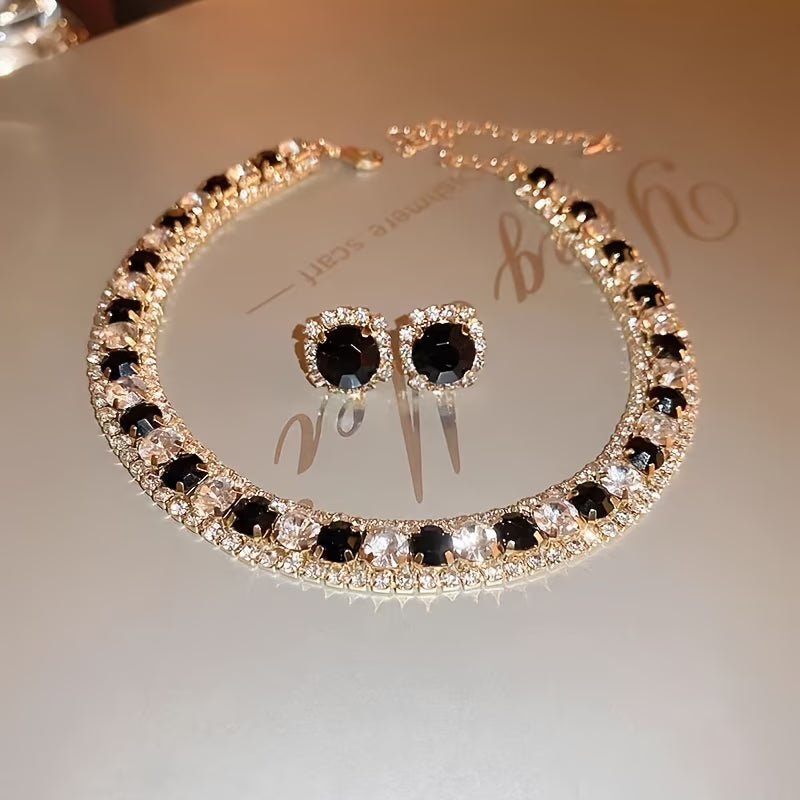 Black Rhinestone Jewelry Set