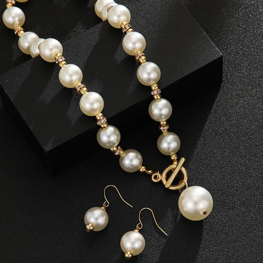 Pearl Rhinestone Jewelry Set