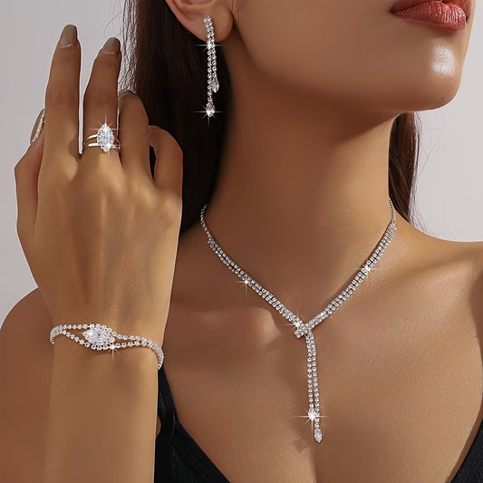 Teardrop Rhinestone Jewelry Set