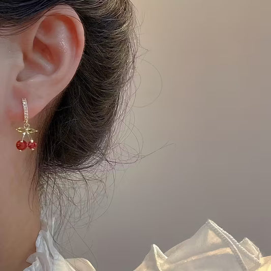 Rhinestone Cherry Earrings