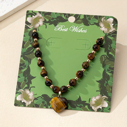 Tiger Eye Heart Bead Necklace