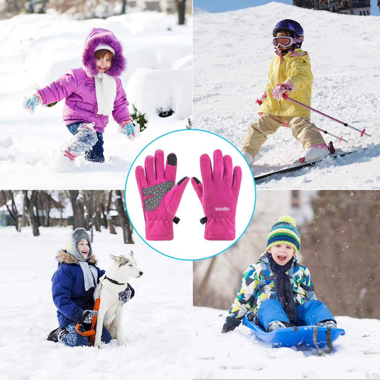 (5-10Y) Kids Thermal Touchscreen Fleece Gloves