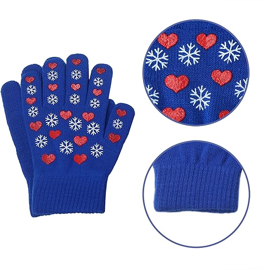 (4–11Y) Kids Winter Knit Gloves, 3 Pairs