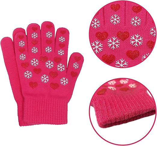 (4–11Y) Kids Winter Knit Gloves, 3 Pairs