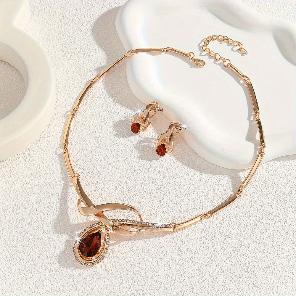 Brown Jewelry Set (Necklace & Earrings)