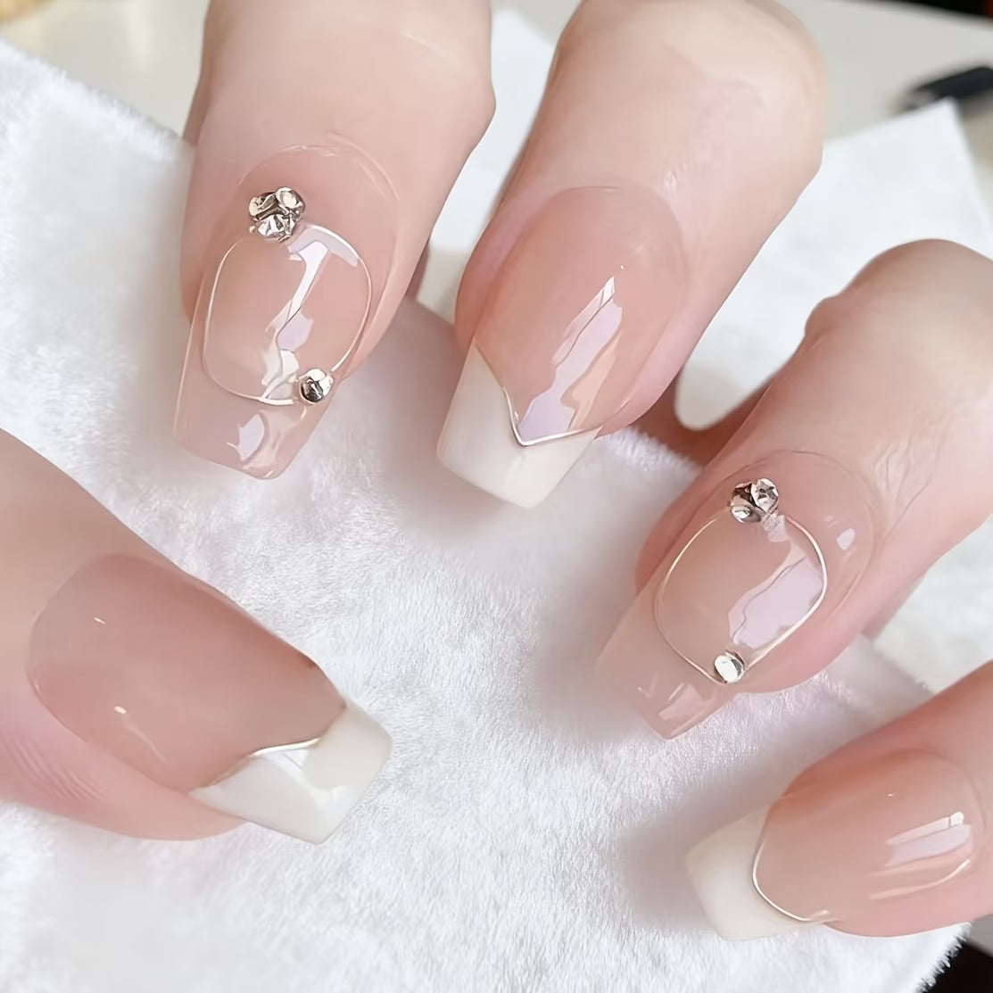 Handmade White French Nail Patch