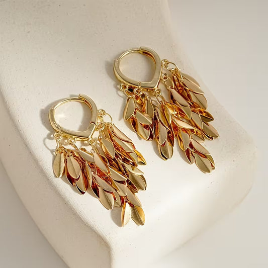 Wheat Tassel Hoop Earrings