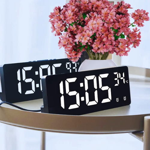 Multi-Function Alarm Clock with Mirror Display
