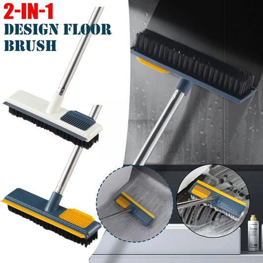 2-in-1 Floor Scrub Brush with Long Handle