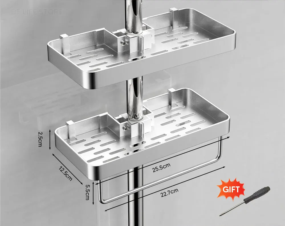 No-Drill Aluminum Shower Shelf