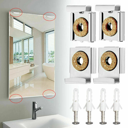 4pcs Chrome Mirror Wall Mounting Clamps