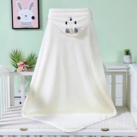Baby Hooded Bath Towel – Soft Coral Fleece Swaddle Blanket