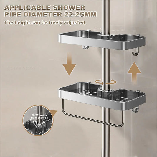 No-Drill Aluminum Shower Shelf