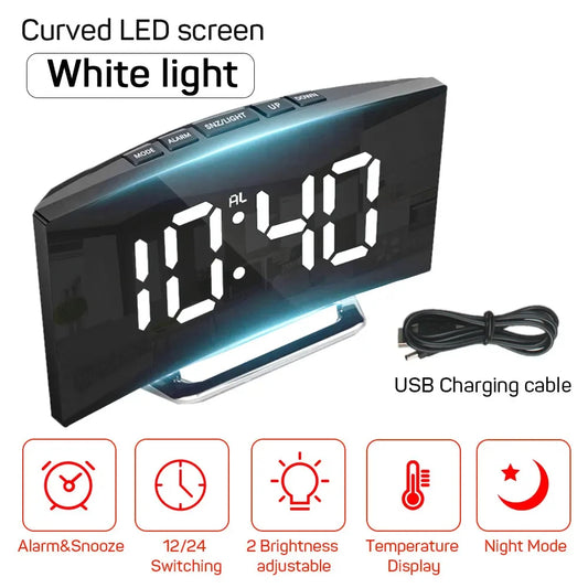 Silent LED Mirror Alarm Clock