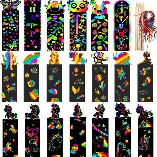 24Pcs Animal DIY Scratching Painting Paper for Kids