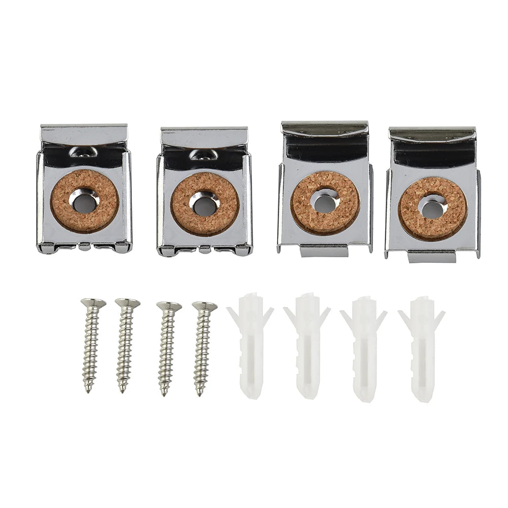 4pcs Chrome Mirror Wall Mounting Clamps