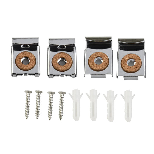 4pcs Chrome Mirror Wall Mounting Clamps