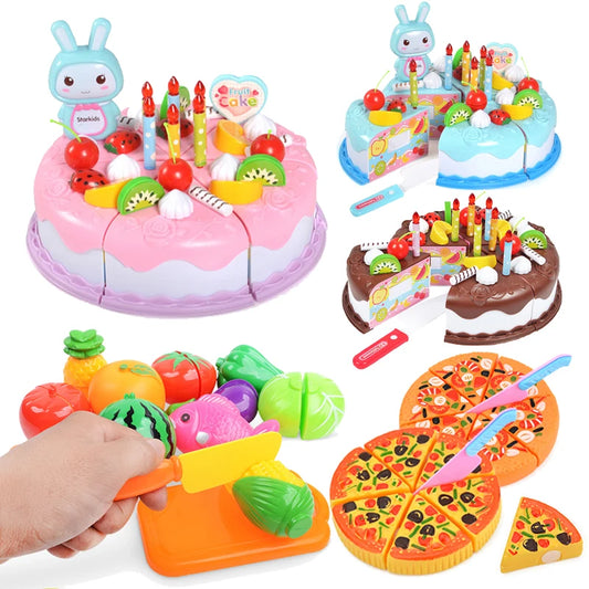 Kitchen Plastic Toys Cutting Food Set